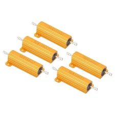 50W 100 Ohm Aluminum Shell Resistor, 5pcs Housing Resistor 5% Tolerance, Golden