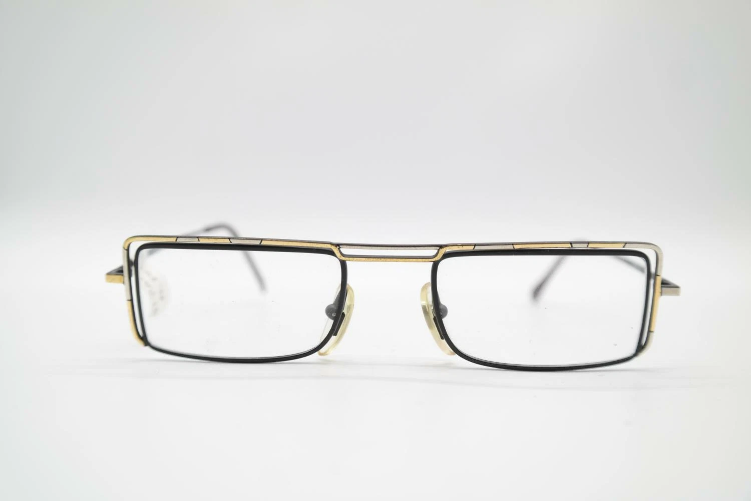 Vintage Marco Grimani by Panora 14 866 4 Black Gold Silver Square Glasses NOS