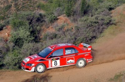 Alister McRae Mitsubishi Lancer EVO VII during shakedown WRC Rally Old Photo