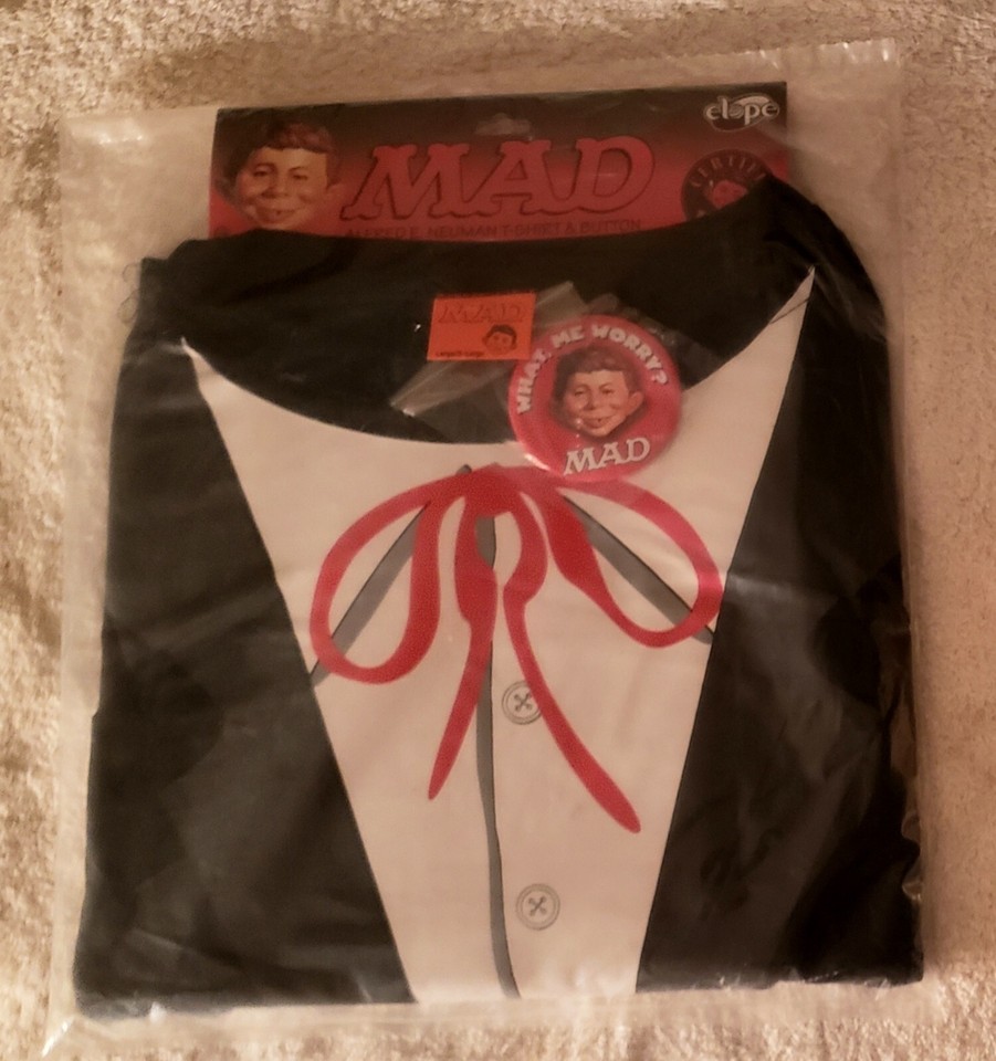 NOS Alfred E. Neuman Halloween Costume Mask / T-Shirt ELOPE Mad …