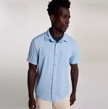 VRST Men's Refined Knit Short Sleeve Button Up Blue Size XL