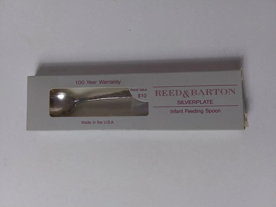 Винтажная посеребренная детская ложка Reed Barton для кормления младенцев подарок с пометкой новая из старых запасов - Изображение 2 из 4