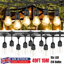 15M Heavy Duty Festoon E27 IP65 Waterproof LED Outdoor Garden String Lights New