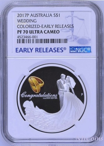 2017 P AUSTRALIA Wedding 1oz SILVER PROOF COIN NGC PF70 UC ER - Picture 1 of 6