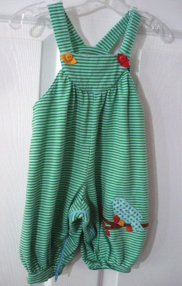 Batata Doce Infantil Menina Listrada Uma Peça Aplique Pássaro Tamanho 9 Meses NOVO - Imagem 2 de 4