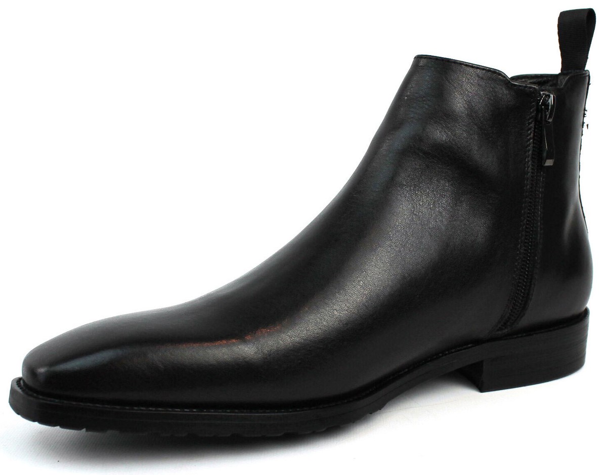 Men's Exclusive Genuine Leather Solid Black Almond Toe Chelsea
