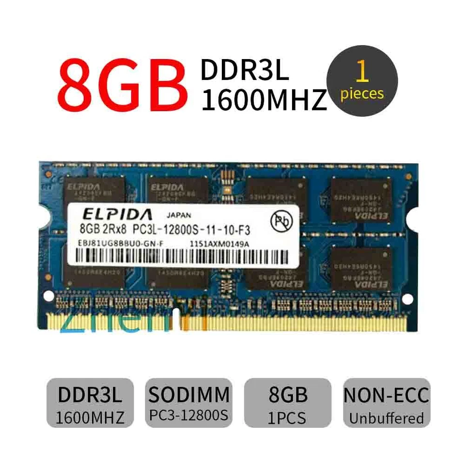32GB 16GB 8GB PC3L-12800S DDR3L 1600MHz sodimm Laptop Memory RAM For Elpida Lot - Image 4 of 4