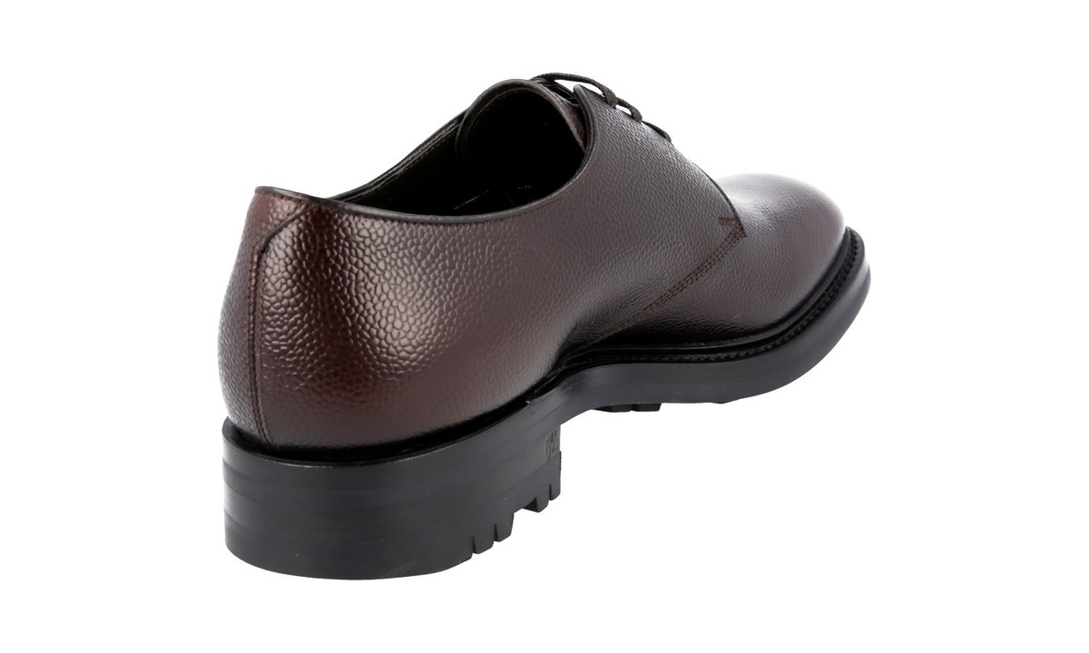 靴 prada lace up derby AUTH LUXURY PRADA DERBY LACE-UP SHOES 2EE228 BROWN LEATHER