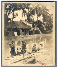 Leigh Hoffman, Indonesia, Java, Wash day at Batavia (Jakarta) Vintage silver pr