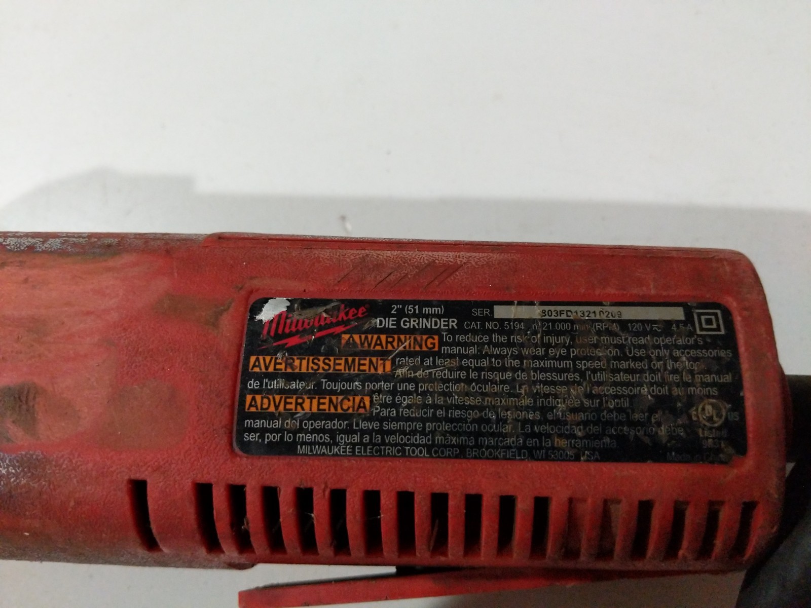 MILWAUKEE 5194 2" DIE GRINDER eBay