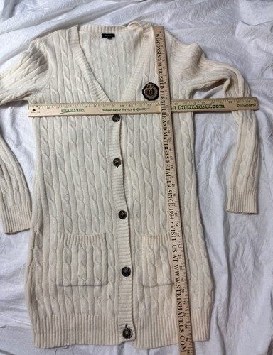 GANT Ivory Lambswool Long Button Down Cardigan Sweater Size M - Picture 6 of 9