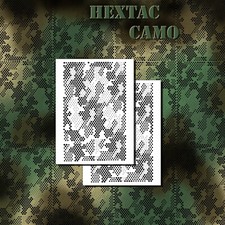 2 PACK Mylar Camouflage Stencils DIY Rifle Gun Airbrush Paint Mask HexTac Camo