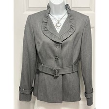 Sale Tahari Gray Belted Blazer Size 4P