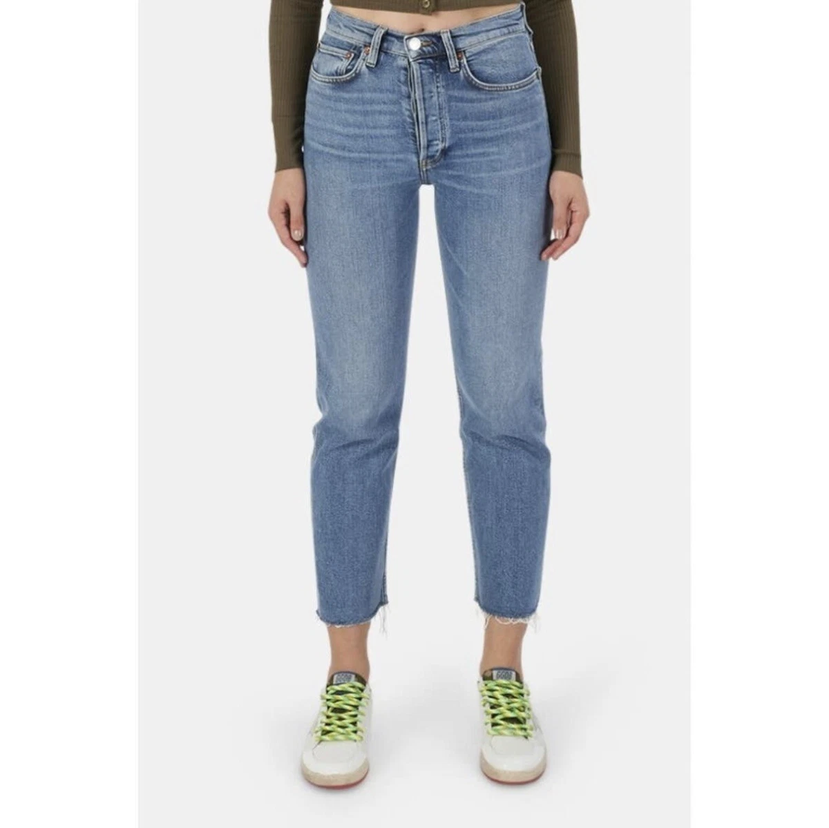 Re Done 70 s ultra high rise stove pipe jeans Size 25