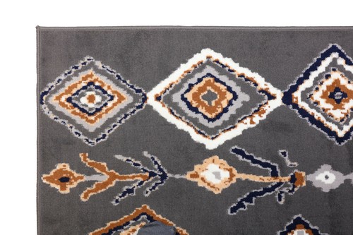 Moroccan Diamond - 2'x4' Dark Grey, Geometric, Transitional Area Rug - 503 - Picture 8 of 10