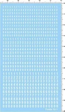 Different Scales Sizes Arial Font Numbers Markings Model Water Slide Decal White