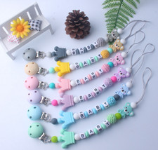 NEU Schnullerkette mit Namen ☆ Silikon ★ Krone ☆ Koala Bär ★ Geburt Nuckelkette 