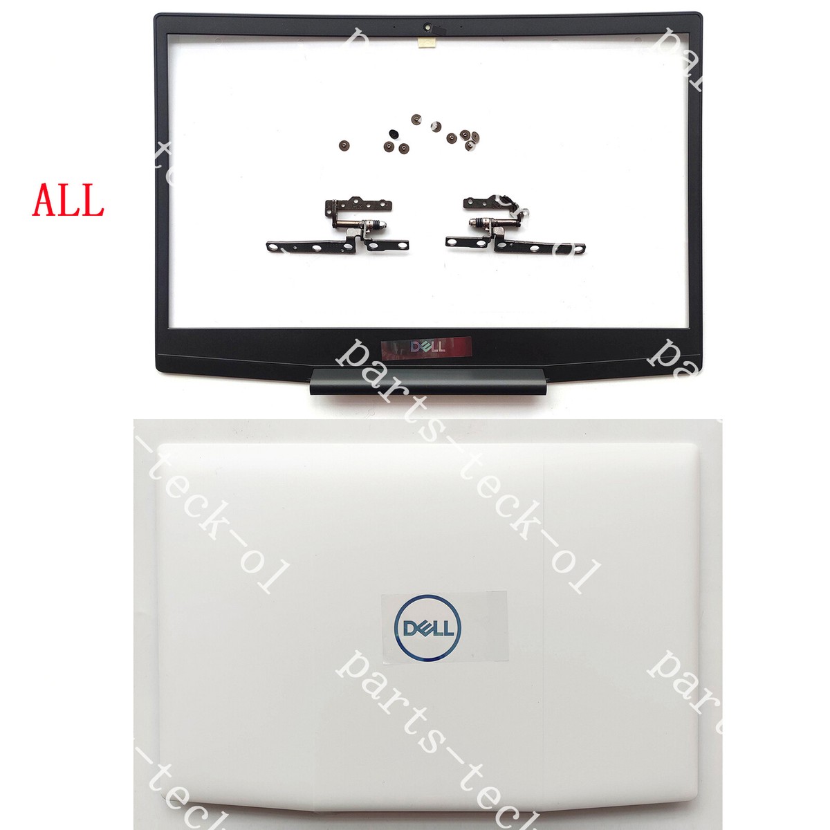 White LCD Back Cover Replacement For Dell G3 15 3590 Laptop - Includes Bezel, Hinges & Screws