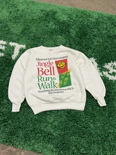 Jingle Bell Run Walk Sweatshirt White Oversized Small 90s