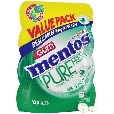 Pure Fresh Sugar-Free Chewing Gum with Xylitol Spearmint 120 Piece Bulk Res