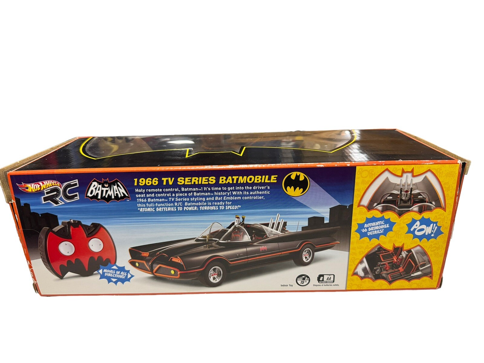 2010 Hot Wheels RC Batman 1966 TV Series Batmobile Remote Control Car Used 1/18 