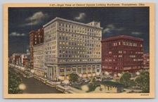 Night View of Central Square Looking Northwest Youngstown Ohio OH Postcard
