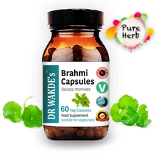 DR WAKDE'S Brahmi Capsules (Bacopa monniera) | 60 Veg Caps | Ayurvedic Supple...