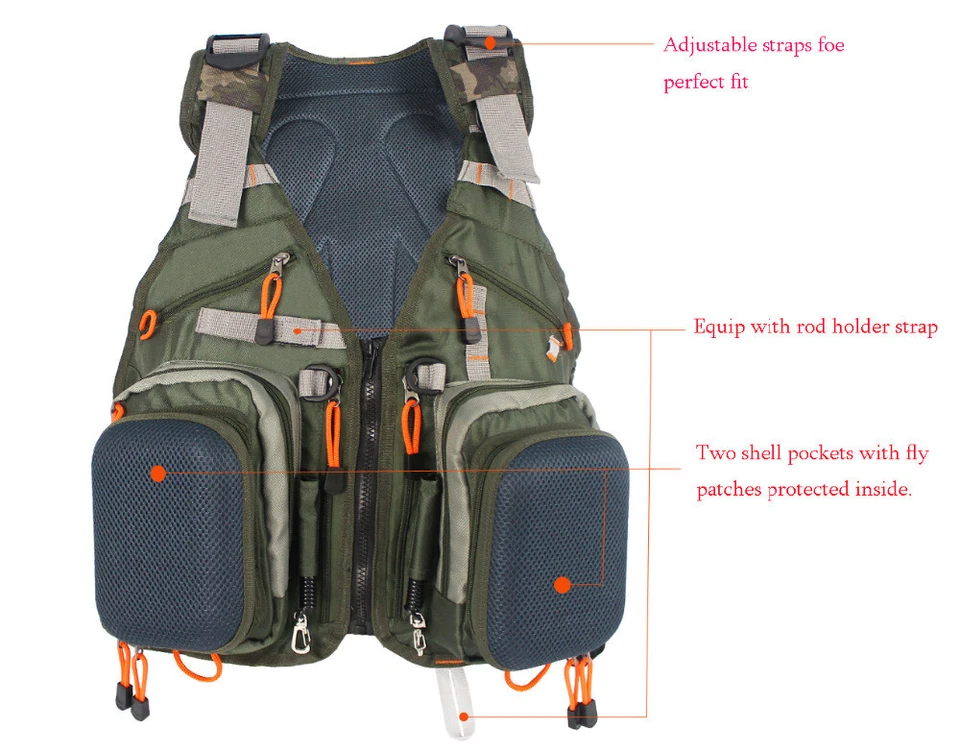 Kylebooker Fly Fishing Backpack Adjustable Mesh Vest Pack for Outdoor Gear - Image 3 of 4