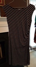 ANN TAYLOR LOFT Black & White Striped Womens Size M Sleeveless Dress