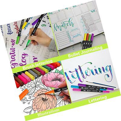 Dual Markers Brush Pen, Colored Pen Fine Point Art Marker & Brush  Highlighter Pen for Adult Coloring Hand Lettering Writing Planner Art  Supplier(36 Colors Pen Set)