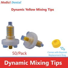 Dental Dynamic Yellow Mixing Tips Dynamix Flexitime Type 50/Pk with Bayonet Ring
