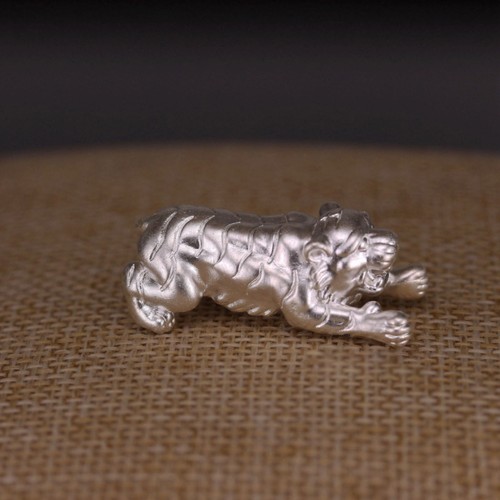 Pure 999 Feinsilber Perle Männer Frauen Geschenk Glück zum Selbermachen Tiger Anhänger alle Größen - Bild 2 von 11