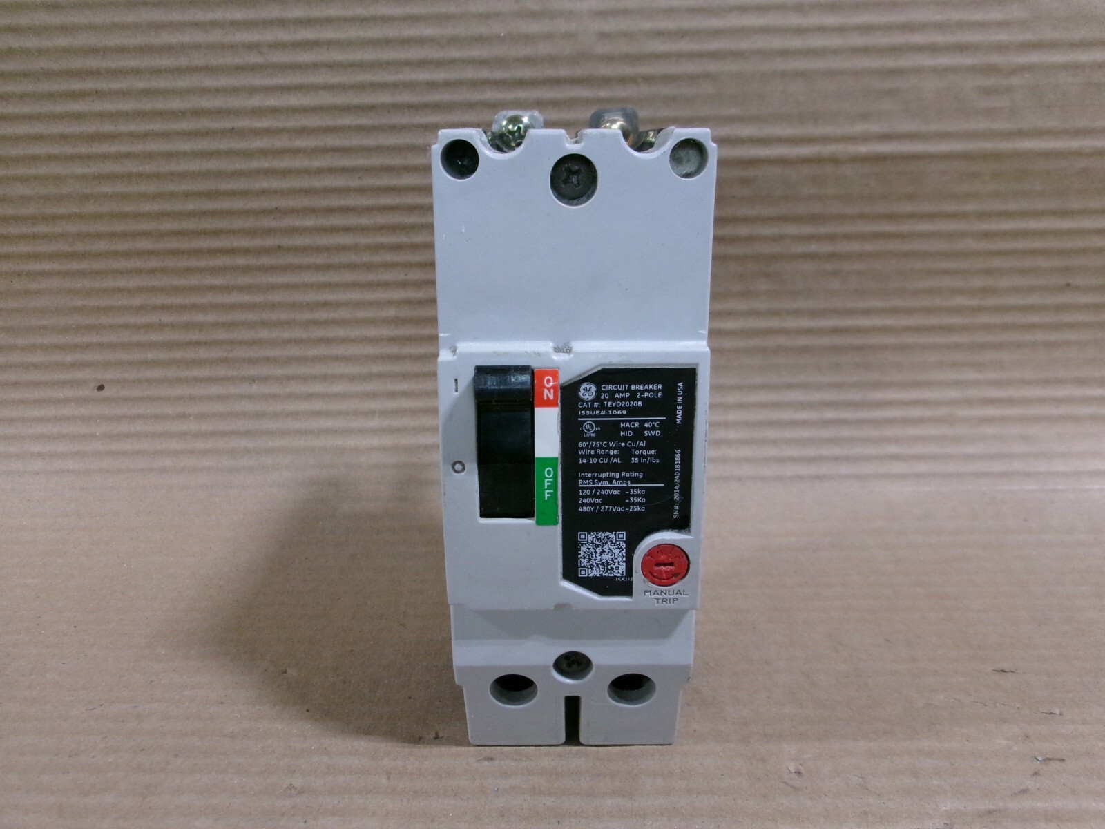 Ge General Electric Teyd Teyd2020B 2 Pole 480V 20 Amp Circuit Breaker