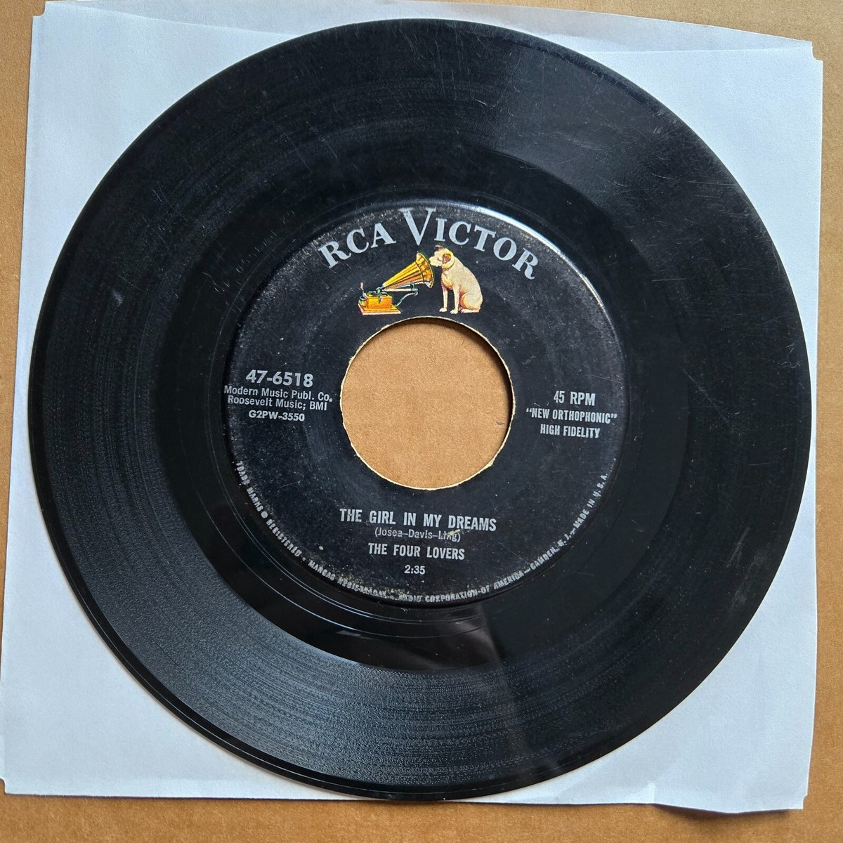 THE FOUR LOVERS You're The Apple Of My Eye RCA 45 7
