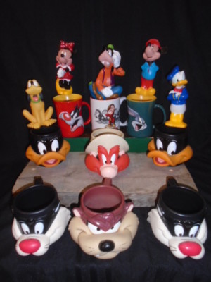 1992 WARNER BROS. LOONEY TUNES + Disney Character CUP & MUGS +