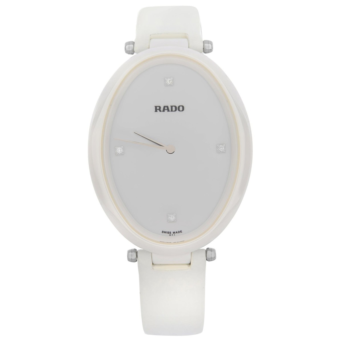Rado Esenza Ceramic Leather White Diamond Dial Ladies Quartz Watch