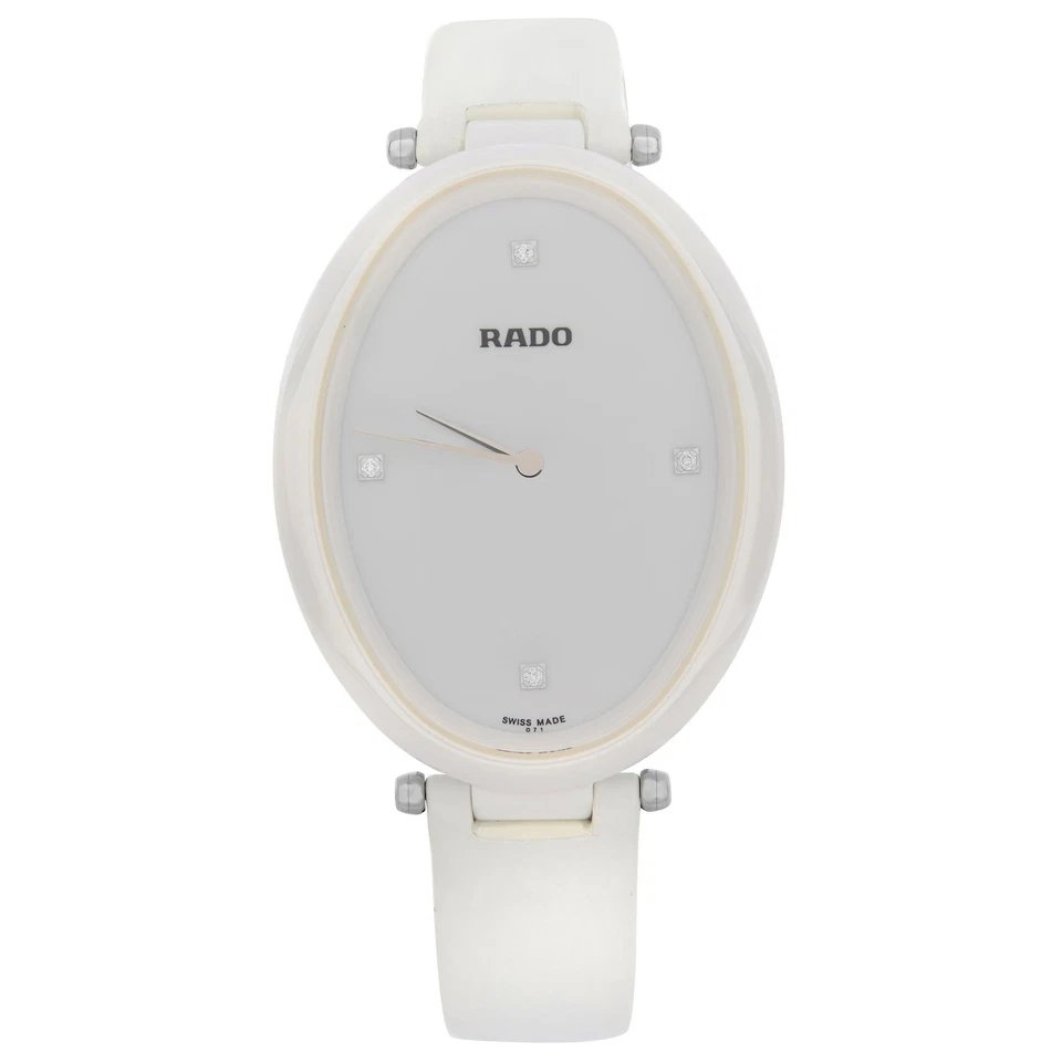 Rado Esenza Ceramic Leather White Diamond Dial Ladies Quartz Watch R53092715