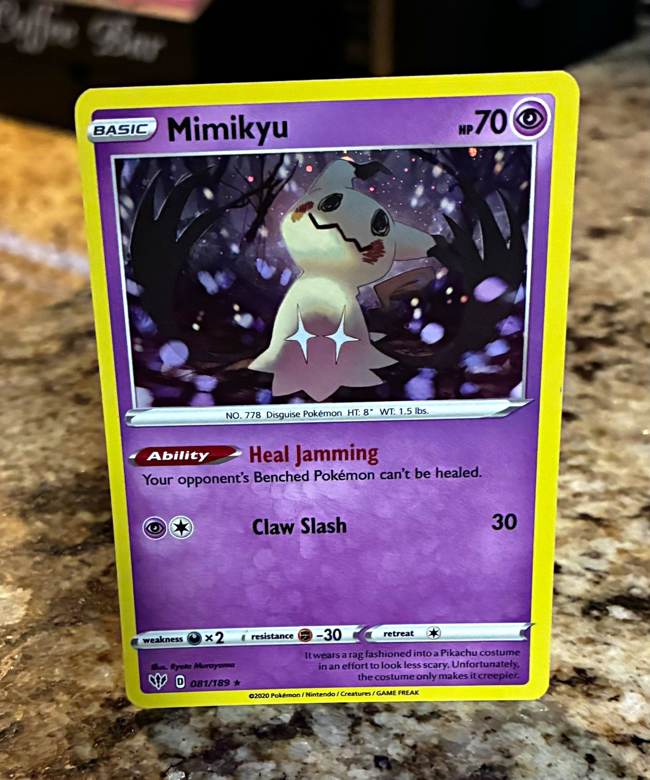 Mimikyu 081/189 Sword & Shield Common Holo English HP 70 Psychic Basic