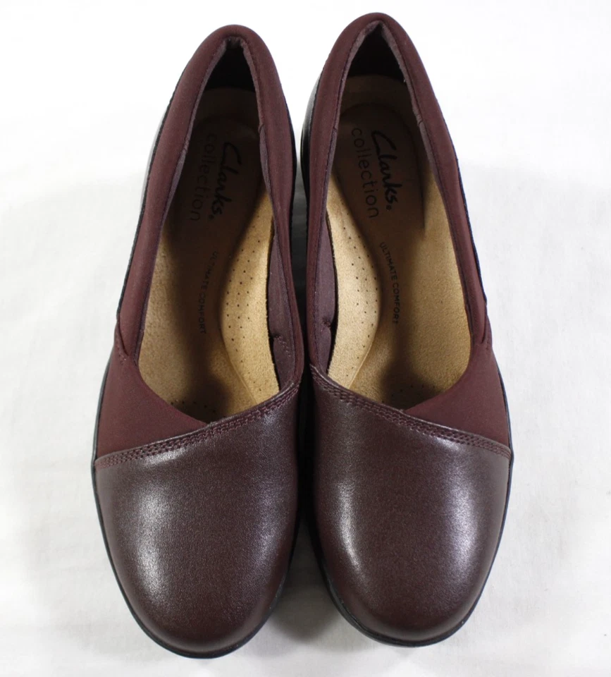 Clarks Collection Shoes Women 5 Suttyn Walk Wedge Heel Slip On Loafer Burgundy - Image 2 of 4