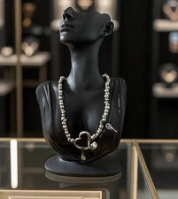 Uno de 50 Corazonada Heart & Key Necklace Silver Toggle Beads  Leather