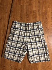 American Eagle Shorts Mens Size 32 Blue Plaid Classic Length Chino Preppy EUC