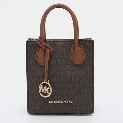 Michael Kors Mercer XS Brown Signature Coated Canvas and Leather Crossbody Bag