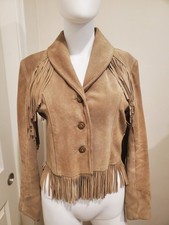 Vintage 70s80s Schott's Leather Suede Fringe Jacket Camel Color Western Festival