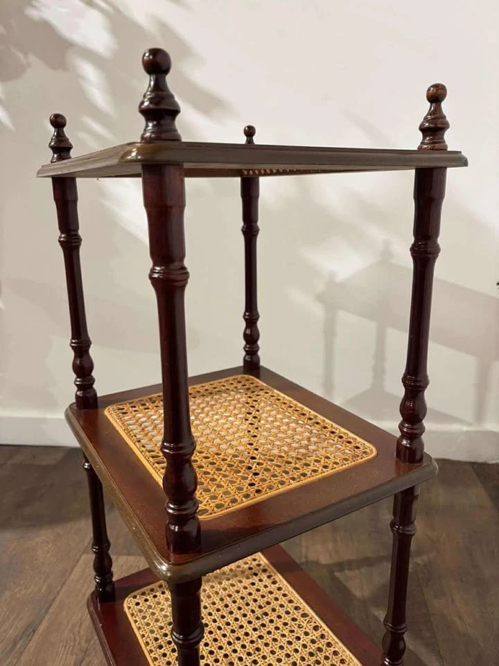 Reproduction Mahogany & Wicker What-Not - Image 2 of 4