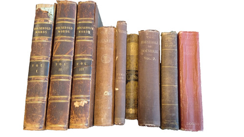 Lot of 5 Antique 100+ years old Decorative Hardcover Books library staging decor