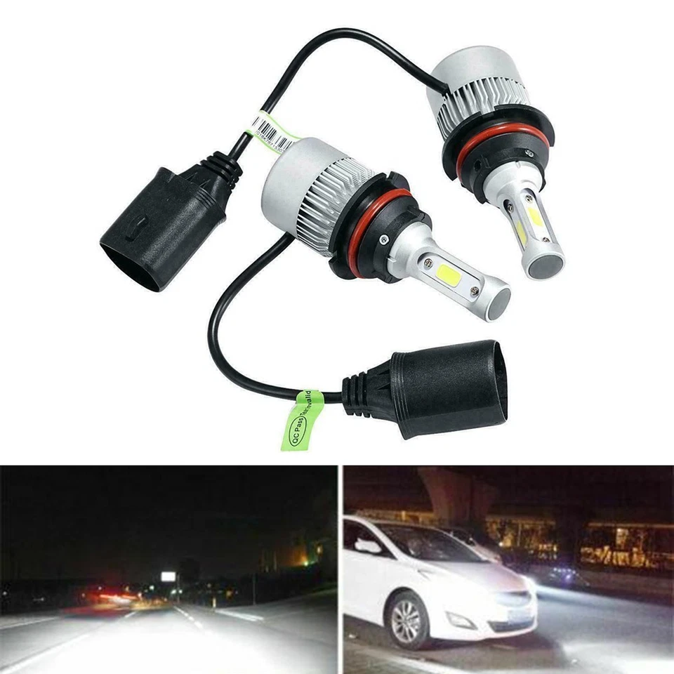 White Headlight Bulbs 3-Side 6000K Cool White 9004 Low Beam Replacement - Image 3 of 4