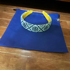 Blue  White Padded Fabric Headband Women  s Logo Pattern Band Casual