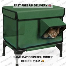 Insulated Outdoor Cat House Weatherproof Pet Shelter - Elevated Stray Cat Bed