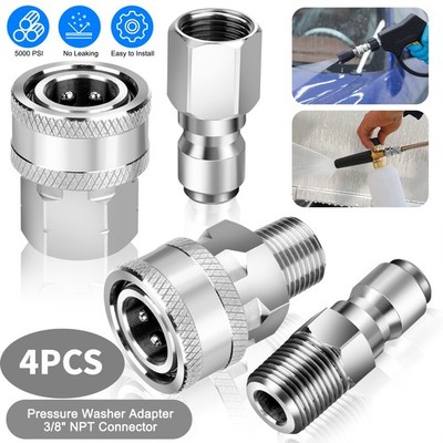 5000PSI Pressure Washer Quick Connect Fitting Stainless Steel 3/8'' Hose Adapter