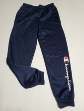 Champion Sweatpants Youth Boys L 14-16 Classic Fleece Logo Joggers Navy Blue